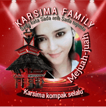 a picture of a woman with the words karsima family written around her