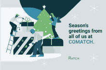 a christmas card that says season 's greetings from all of us at comact