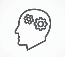 an icon of a head with gears in it