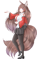 a drawing of a girl with long hair and a tail