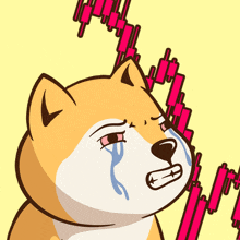 a cartoon dog is crying while looking at a graph