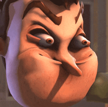 a close up of a cartoon character 's face with a big nose