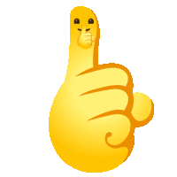 a yellow thumbs up with a face covering its mouth