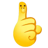 a yellow thumbs up with a face covering its mouth