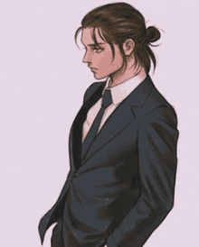 a drawing of a man in a suit and tie .