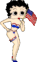 betty boop holding an american flag in her hand