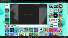 a computer screen with a game called ledge throw on it