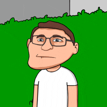 a cartoon drawing of a man wearing glasses