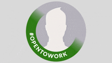 a green circle with a silhouette of a person and the words opentowork around it