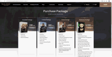 a screenshot of the black desert website showing the purchase package options