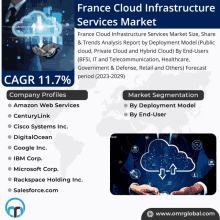 an advertisement for france cloud infrastructure services market shows a man holding a cloud