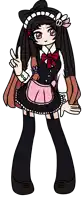 a drawing of a girl in a maid outfit giving the peace sign