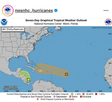 a map showing the tropical weather outlook for miami florida