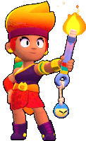 a cartoon character is holding a torch and a bottle with a clock on it