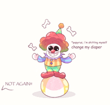 a clown is standing on a ball and says " papyrus "