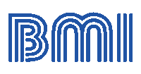 a blue and white logo that says ' bm ' on it