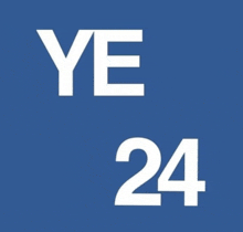 a blue background with the letters ye 24 on it