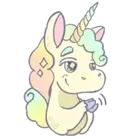 a cartoon drawing of a unicorn with a colorful mane