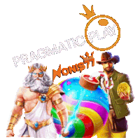 an advertisement for pragmatic play shows a man holding a rainbow ball