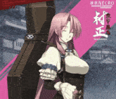 a picture of a girl with pink hair and the word necro on the bottom