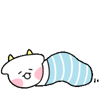 a cartoon of a cow wrapped in a blue striped blanket