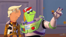 a cartoon of donald trump and buzz lightyear