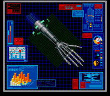 a computer screen shows a skeleton hand and various graphs and icons