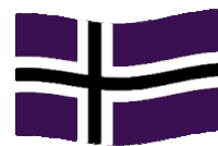 a purple flag with a black and white cross on a white background