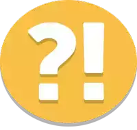 a yellow circle with a question mark and an exclamation point inside of it