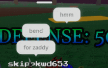 a screenshot of a video game with the words bend for zaddy on it