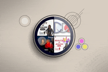 a circle with four different advertisements including beauty of colors