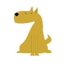 a cartoon dog with its eyes closed and a long neck