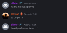 a screenshot of a discord conversation between two people