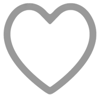 a gray heart with a white outline on a white background