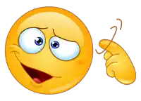 a cartoon smiley face with a hand pointing at something