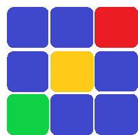 a blue square with a red square in the center