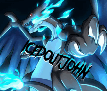 a drawing of a dragon with the name icedoutjohn written on it