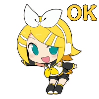 a cartoon drawing of a girl with a bow and the word ok below her