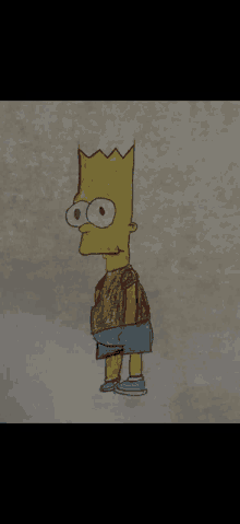 a drawing of bart simpson is on a piece of paper