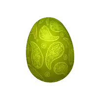 a green easter egg with a paisley design on it