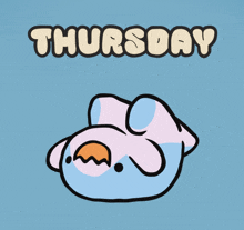 a cartoon drawing of a fish with the word thursday written above it