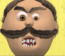 a cartoon character with a mustache and a big mouth