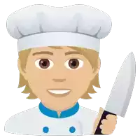 a cartoon of a chef holding a knife and smiling