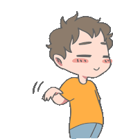 a cartoon drawing of a boy with a yellow shirt