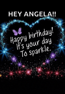 a birthday card for angela with a heart surrounded by stars