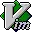 a pixel art drawing of a letter v with a green background and a white border .