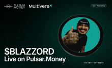 an advertisement for pulsar money shows a man in a black hat