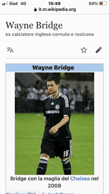 a soccer player named wayne bridge is shown on a wikipedia page