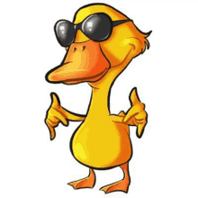 a duck wearing sunglasses is giving a thumbs up .