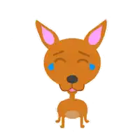 a brown dog with pink ears is crying with blue tears